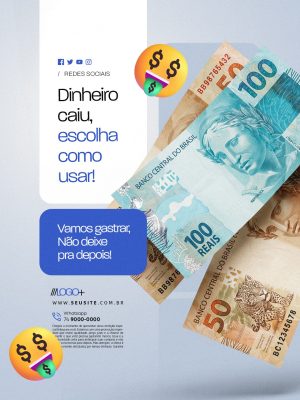 Dinheiro Caiu Escolha Como Usar Pagamento Tá Na Conta PSD Editável