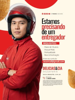 Salgateria Estamos Precisamos de Um Entregador PSD Editável