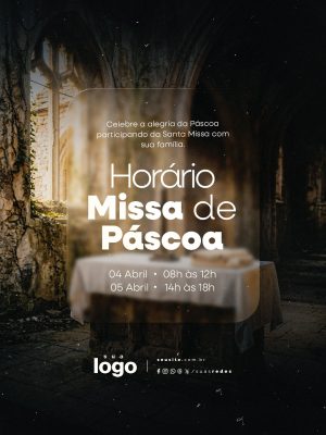 Celebre a Alegria da Páscoa Horário Missa de Páscoa 04 e 05 Abril PSD Editável