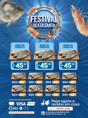 Encarte Sexta Santa Festival de Pescados Ofertas Especiais PSD Editável