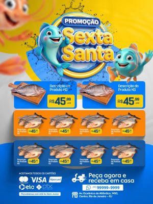 Encarte Promoção Sexta Santa Peixes PSD Editável