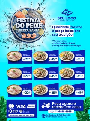 Encarte Festival do Peixe Sexta Santa Qualidade e Preço Baixo PSD Editável