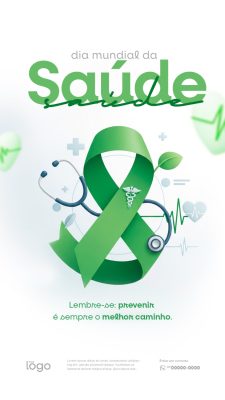 Story Saúde Dia Mundial da Saúde Conscientização Prevenir e Proteger PSD Editável