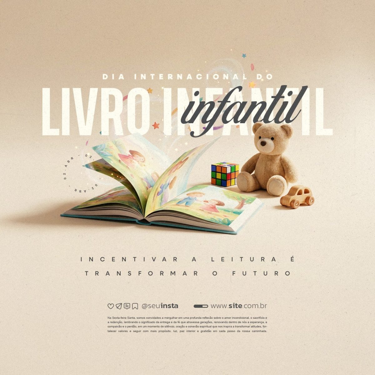 Dia Internacional do Livro Infantil 02 de Abril PSD Editável