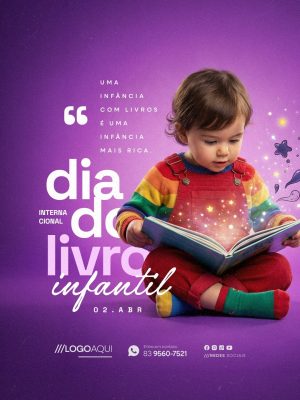 Dia Internacional do Livro Infantil 02 de Abril Uma Infância Com Livros PSD Editável