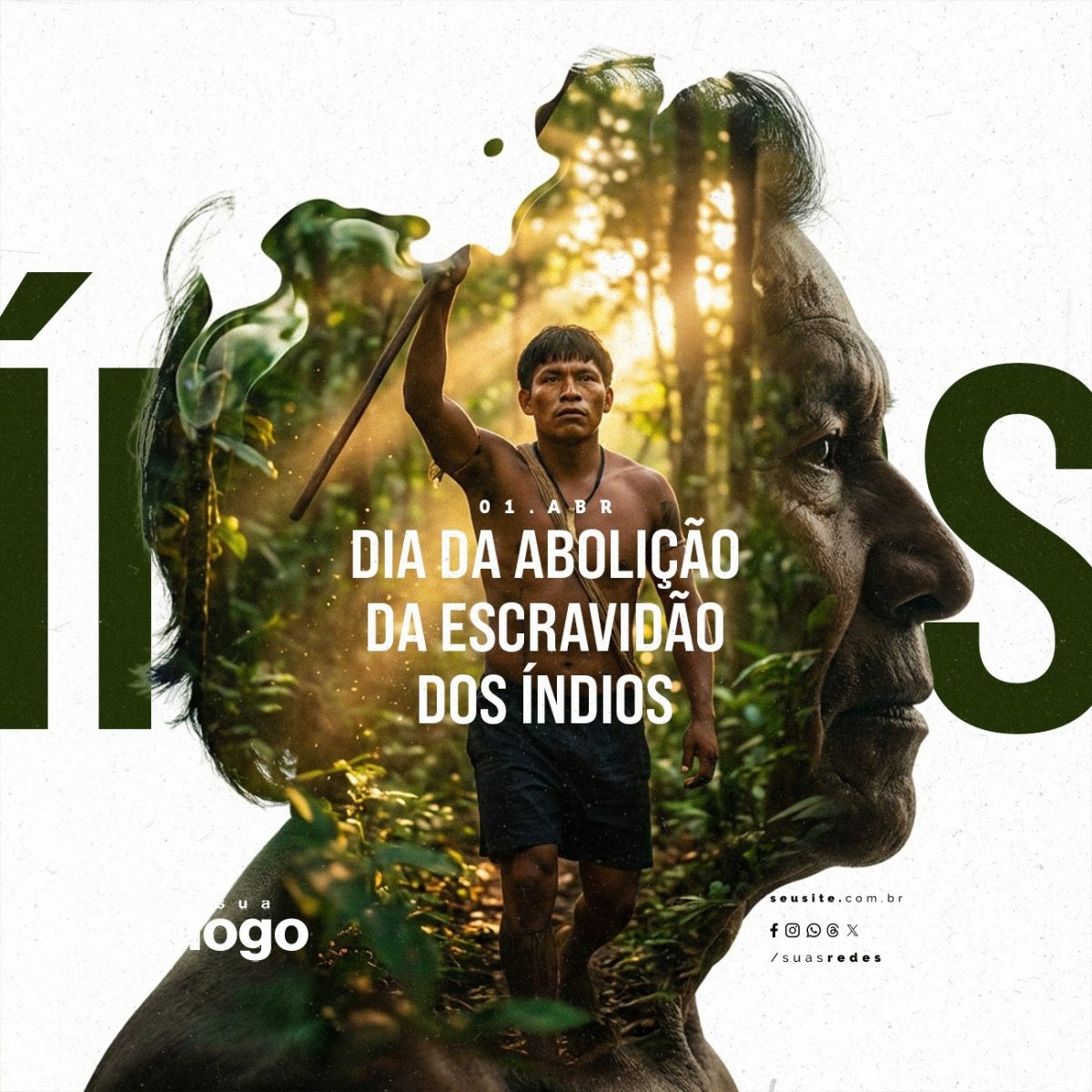 Dia da Abolição da Escravidão dos Índios 01 de Abril  PSD Editável