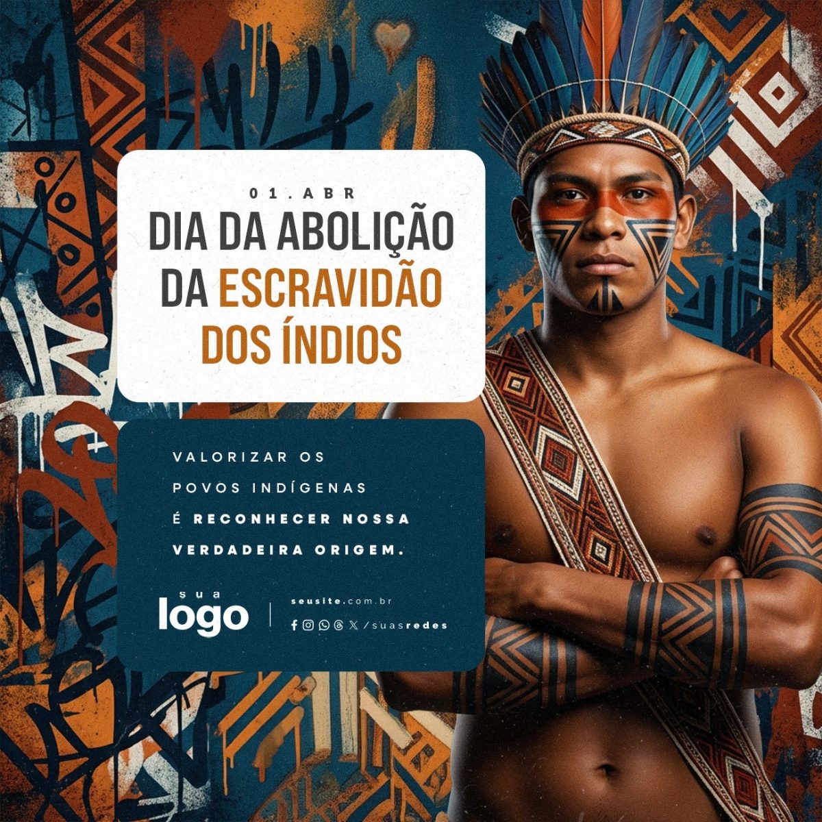 Dia da Abolição da Escravidão dos Índios 01 de Abril PSD Editável