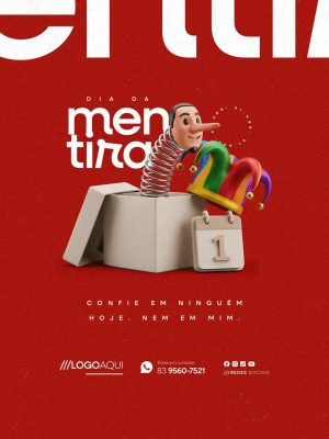 Dia da Mentira 01 de Abril Confie Em Ninguém PSD Editável