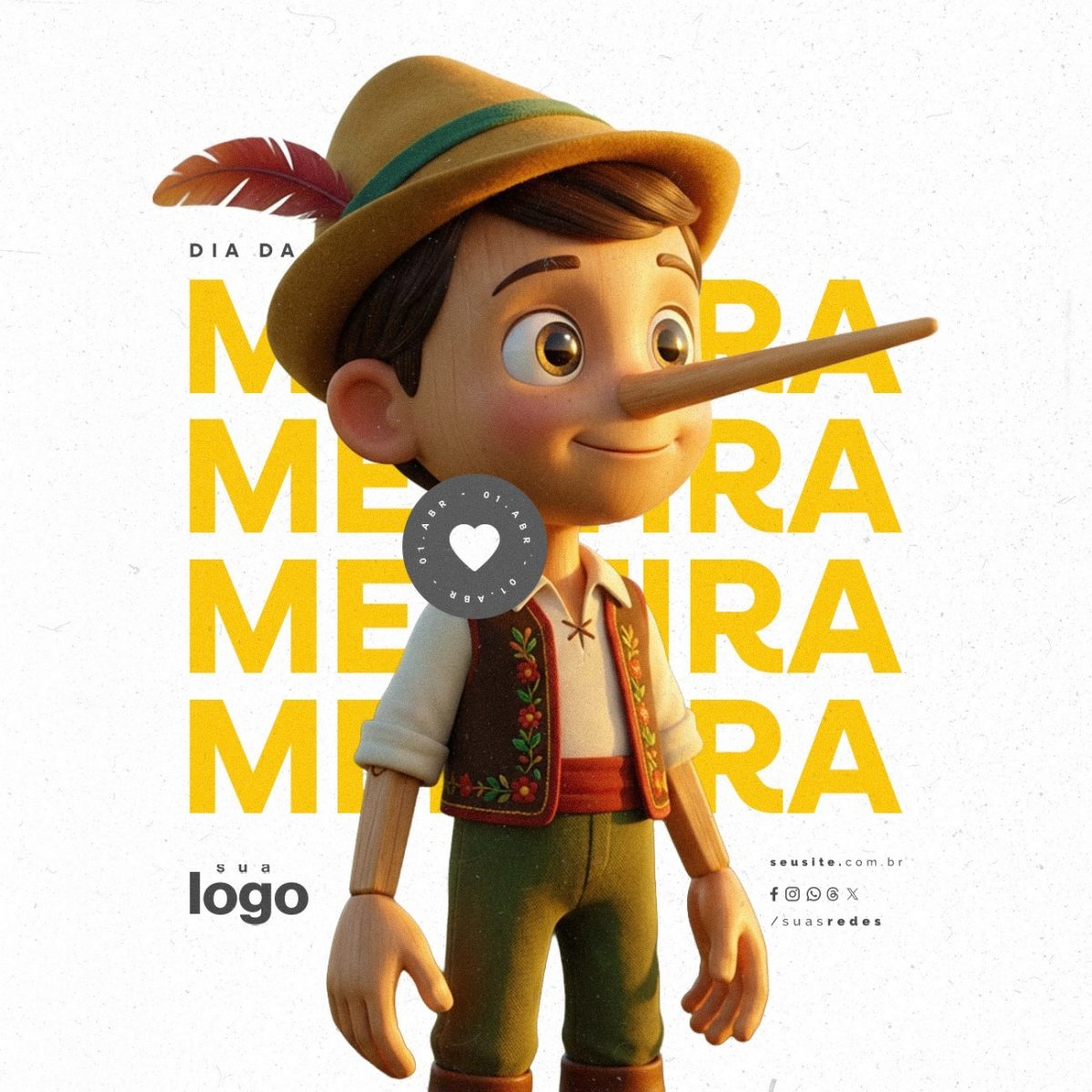 Dia da Mentira 01 de Abril PSD Editável