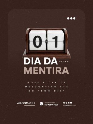 Dia da Mentira 01 de Abril Hoje é Dia de Desconfiar PSD Editável