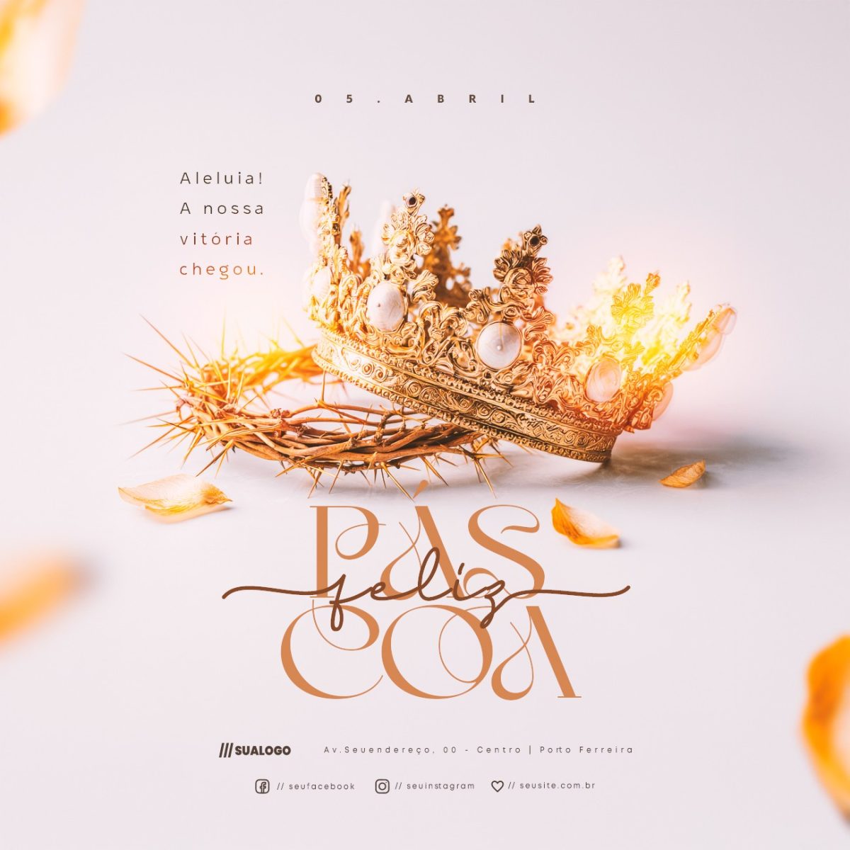 Feliz Páscoa 05 de Abril Aleluia PSD Editável