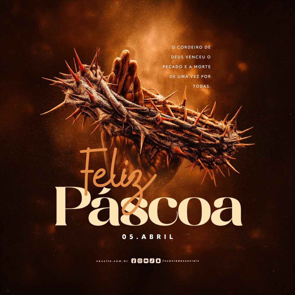 Feliz Páscoa 05 de Abril o Cordeiro de Deus PSD Editável