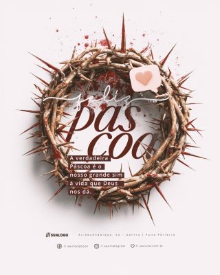 Feliz Páscoa 05 de Abril a Verdadeira Páscoa PSD Editável