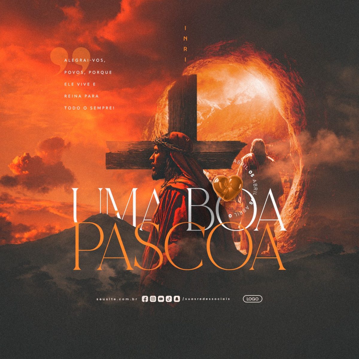 Uma Boa Páscoa 05 de Abril PSD Editável