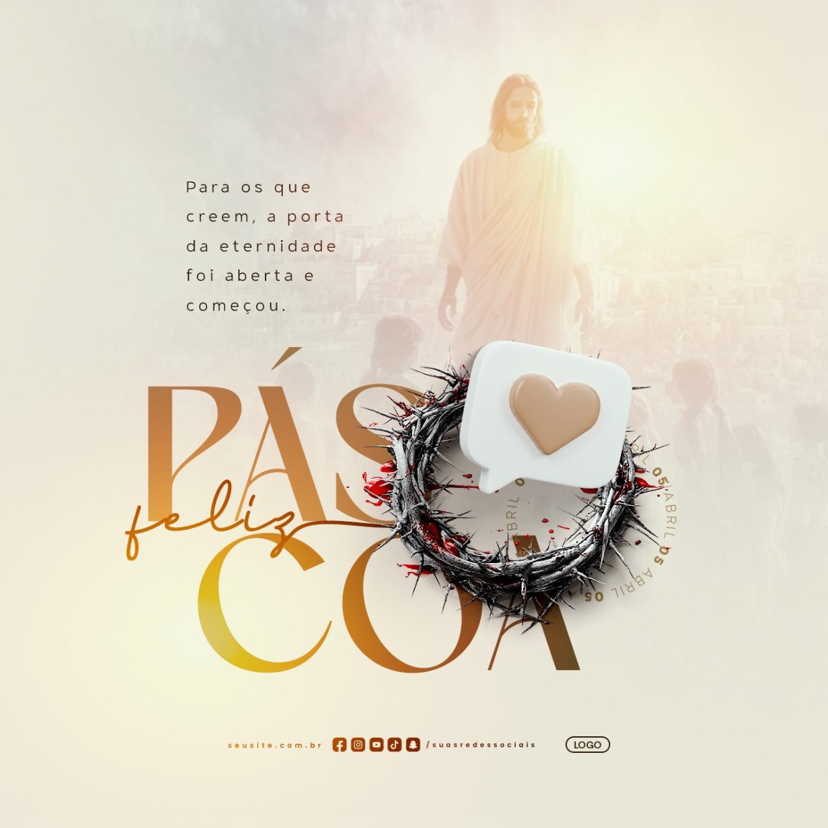 Feliz Páscoa 05 de Abril PSD Editável