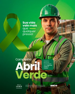 Abril Verde Sua Vida Vale Mais Campanha Conscientização PSD Editável