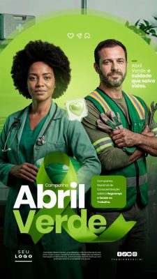 Abril Verde Campanha Cuidado que Salva Vidas PSD Editável