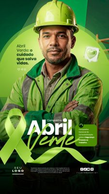 Abril Verde Cuidado que Salva Vidas Campanha Nacional PSD Editável