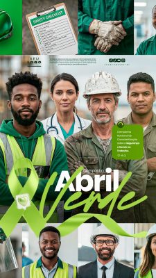 Abril Verde Campanha de Conscientização Segurança do Trabalho PSD Editável