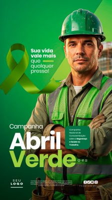 Abril Verde Sua Vida Vale Mais Campanha Conscientização PSD Editável