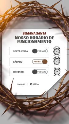 Semana Santa Nosso Horário de Funcionamento Divulgação PSD Editável