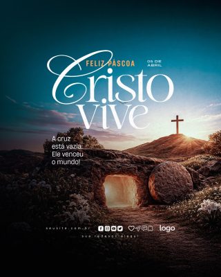 Páscoa Cristo Vive A Cruz Está Vazia Banner Religioso PSD Editável