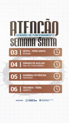 Semana Santa Horário de Funcionamento Comunicado Páscoa PSD Editável