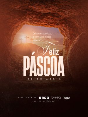 Páscoa Cristo Ressuscitou e Nossa Esperança 05 de Abril PSD Editável