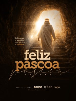 Páscoa Feliz Sacrifício Liberdade 5 de Abril Redes Sociais Marketing PSD Editável