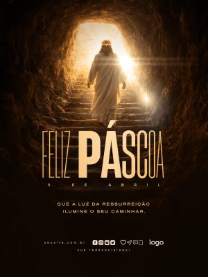 Páscoa Feliz Páscoa Luz da Ressurreição Arte Editável PSD Editável