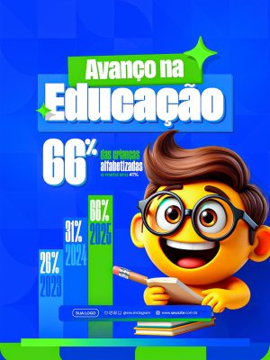 Avanço na Educação Estatísticas Anuais Design Interativo PSD Editável