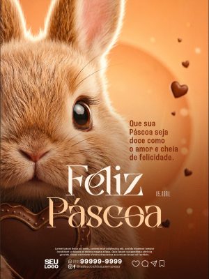 Feliz Páscoa Que Sua Páscoa Seja Doce e Cheia de Felicidade PSD Editável
