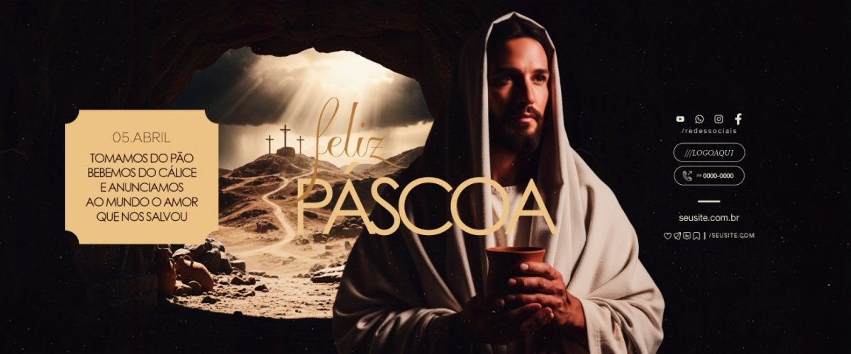 Carrossel Feliz Páscoa  05 de Abril Jesus Cristo PSD Editável