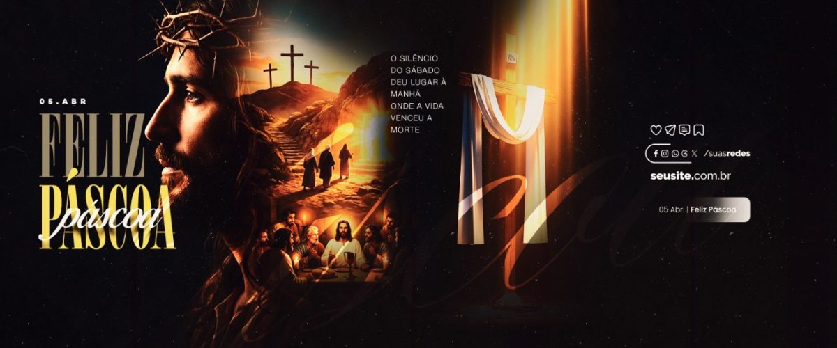 Feliz Páscoa 05 de Abril o Silêncio de Sábado PSD Editável