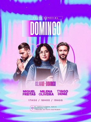 Flyer Gospel Culto Especial de Domingo PSD Editável