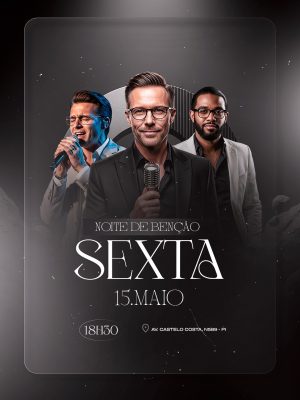 Flyer Gospel Evento Noite de Bênção PSD Editável