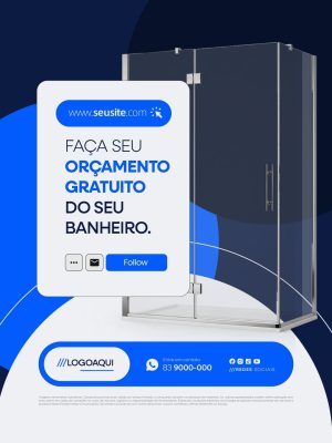 Vidraçaria Orçamento Gratuito do Seu Banheiro PSD Editável