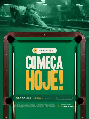 Torneio de Sinuca Começa Hoje Participe AgoraPSD Editável