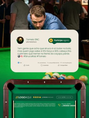 Torneio de Sinuca Tem Gente Que Acha Que Sinuca é Só Bater Na Bola Participe Agora PSD Editável