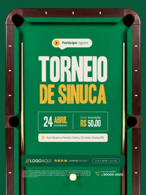 Torneio de Sinuca 24 Abril Domingo Participe Agora PSD Editável
