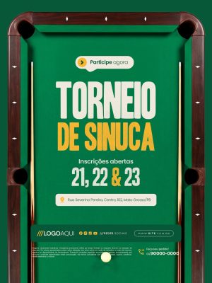 Torneio de Sinuca Inscrições Abertas PSD Editável