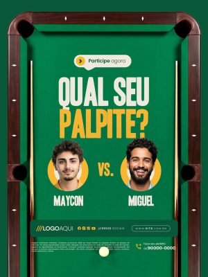 Torneio de Sinuca Qual Seu Palpite Participe Agora PSD Editável