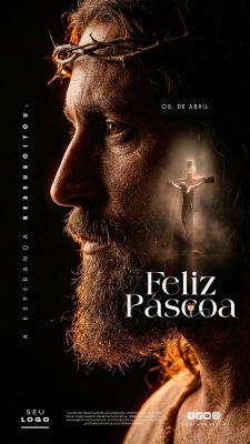 Páscoa Feliz  A Esperança Ressuscitou Arte Cristã Impactante PSD Editável