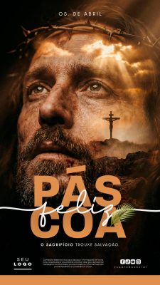 Páscoa O Sacrifício Trouxe Salvação Banner Vertical PSD Editável