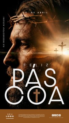 Páscoa Feliz Ele Ressuscitou Aleluia Post Instagram PSD Editável