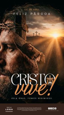 Feliz Páscoa Cristo Vive De Abril Imagem Religiosa Solene PSD Editável