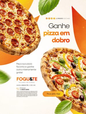 Pizzaria Ganhe Pizza em Dobro Peça Sua PSD Editável