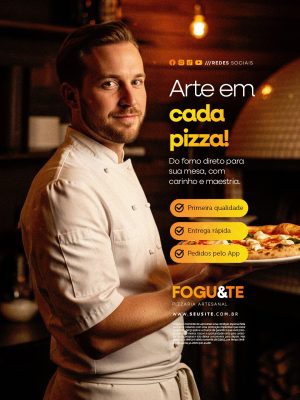 Pizzaria Arte em Cada Pizza PSD Editável