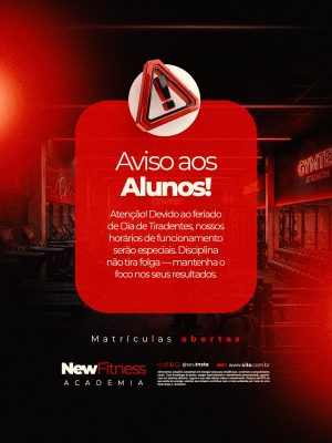 Academia Aviso aos Alunos Sobre Feriado PSD Editável