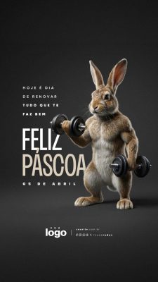 Story Feliz Páscoa 05 de Abril Hoje é Dia de Renovar Academia PSD Editável